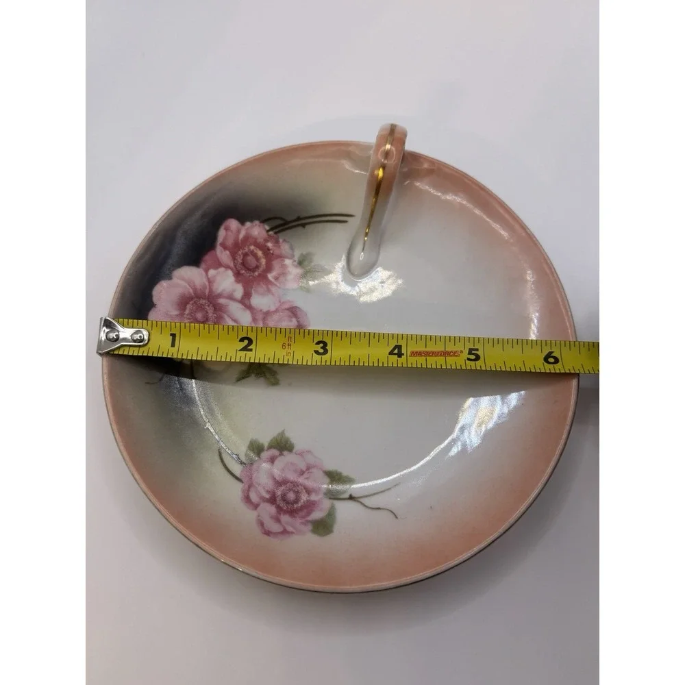 Lot of 3 Vintage Plates Made In Germany Floral Design Gold Trim Antique Flowers